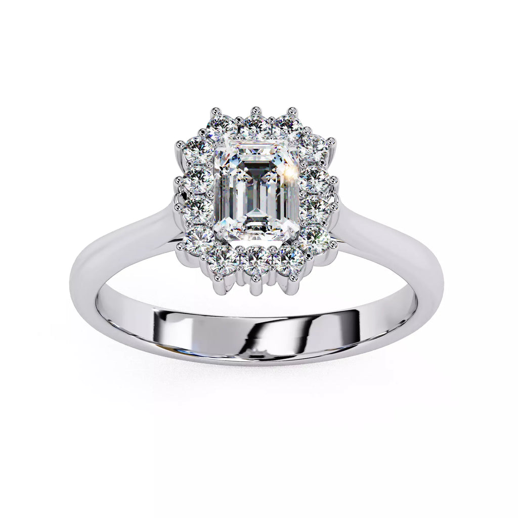 Luminara Emerald Cut Halo Diamond Ring