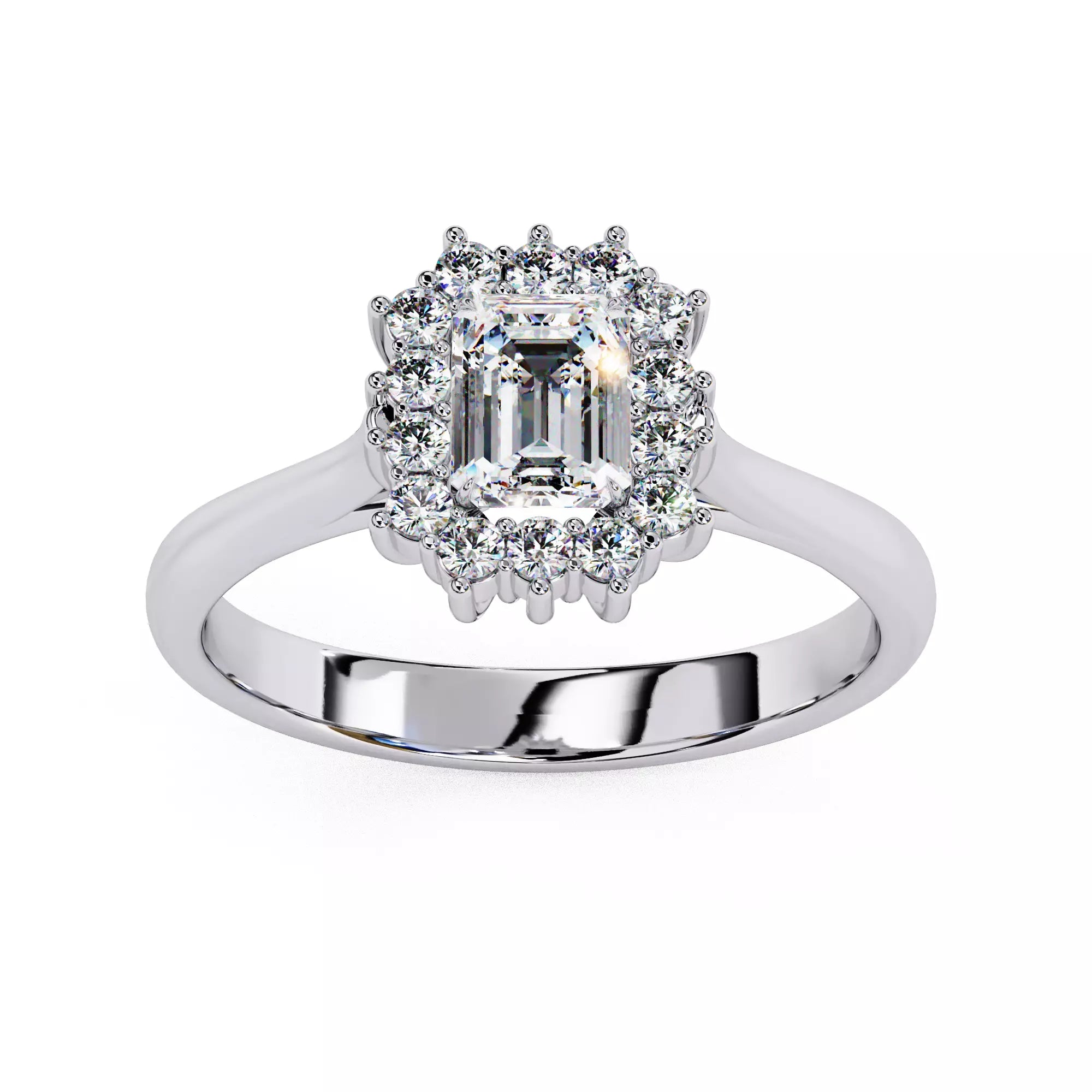 Luminara Emerald Cut Halo Diamond Ring