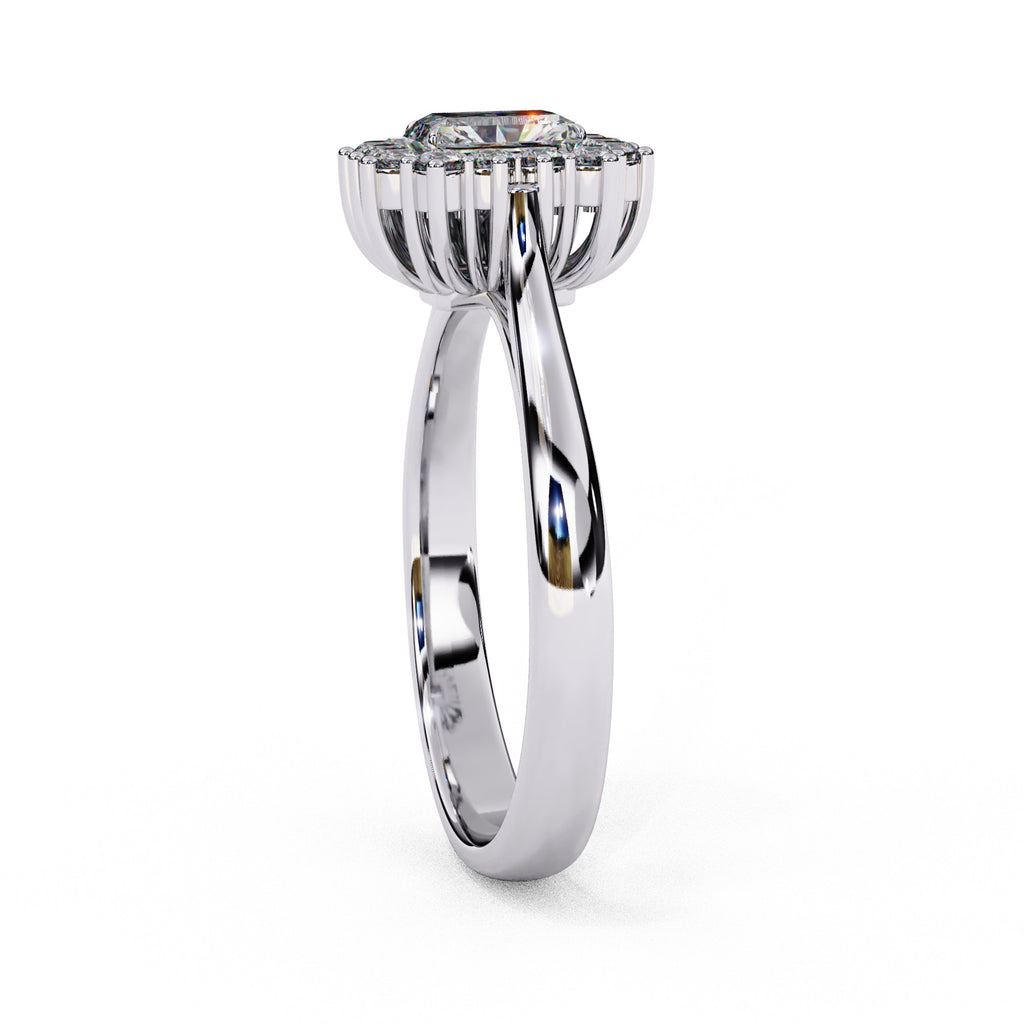 Luminara Emerald Cut Halo Diamond Ring