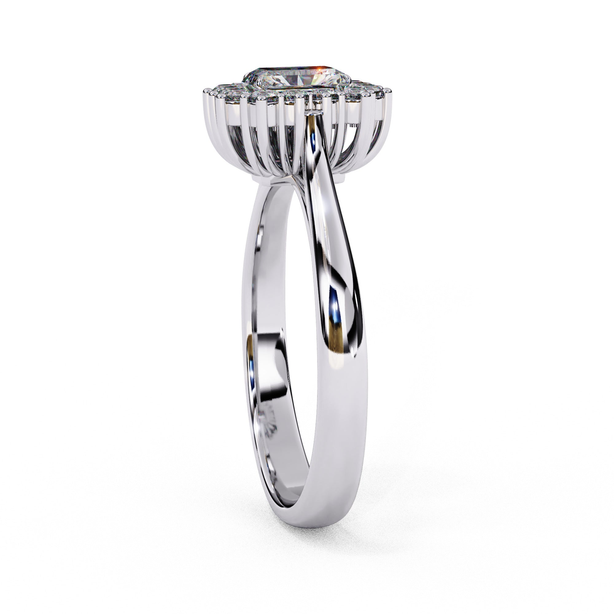 Luminara Emerald Cut Halo Diamond Ring
