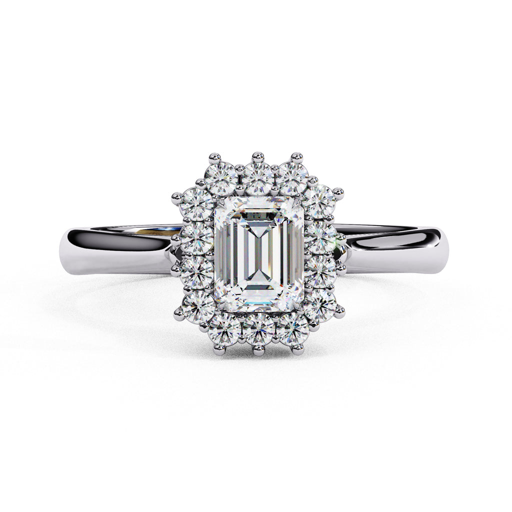Luminara Emerald Cut Halo Diamond Ring