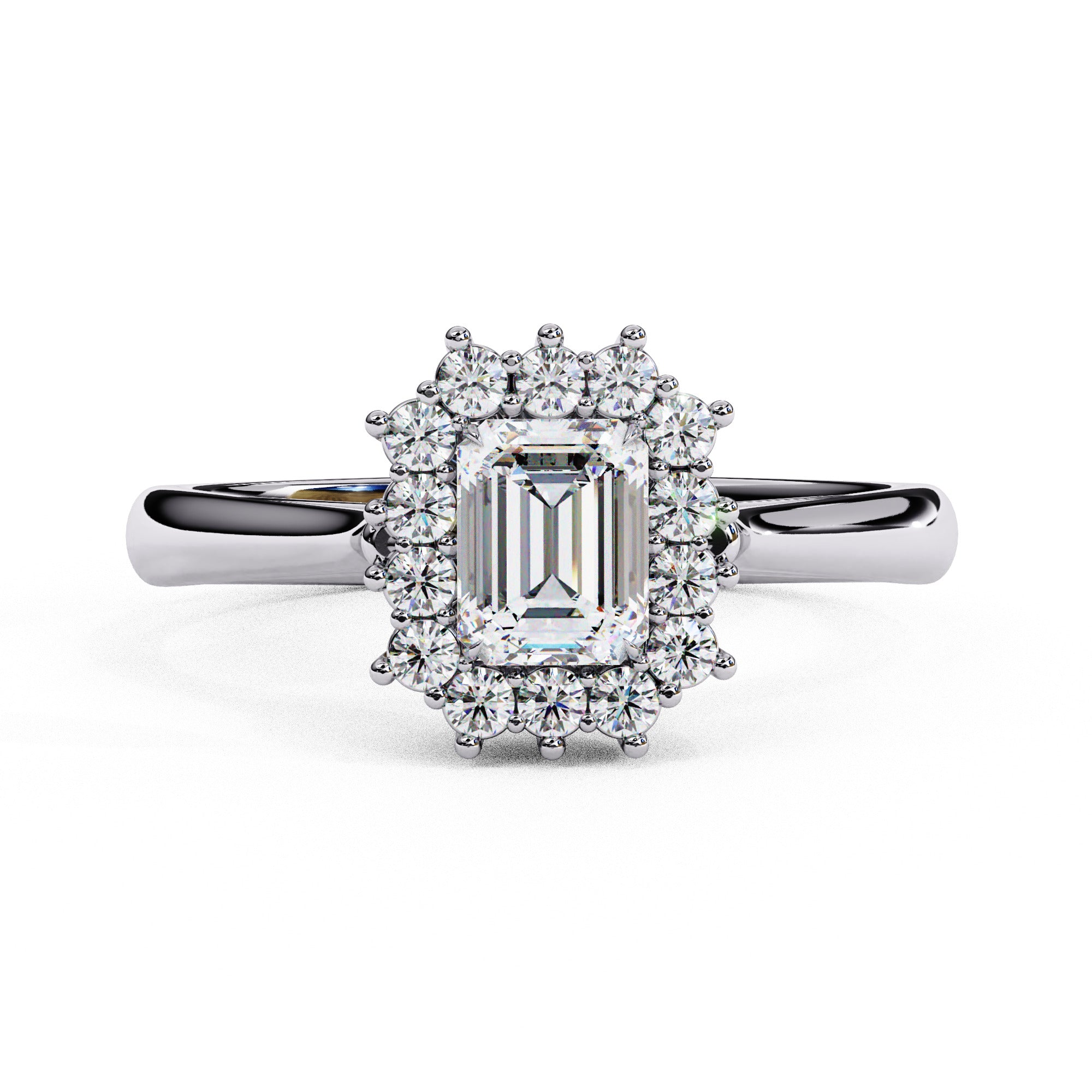 Luminara Emerald Cut Halo Diamond Ring