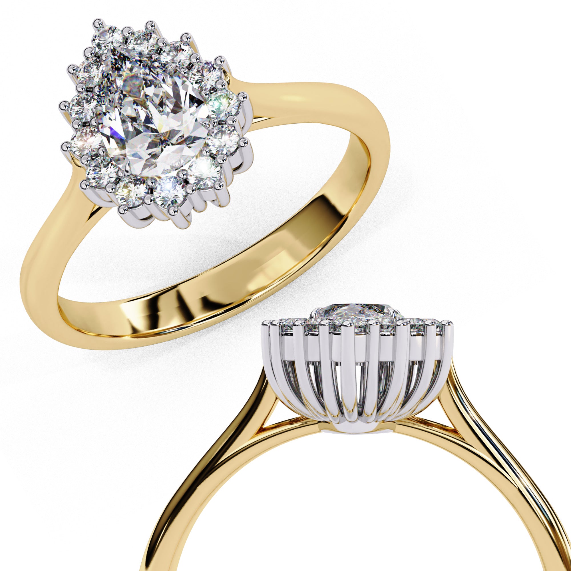 Luminara Pear Cut Halo Diamond Ring