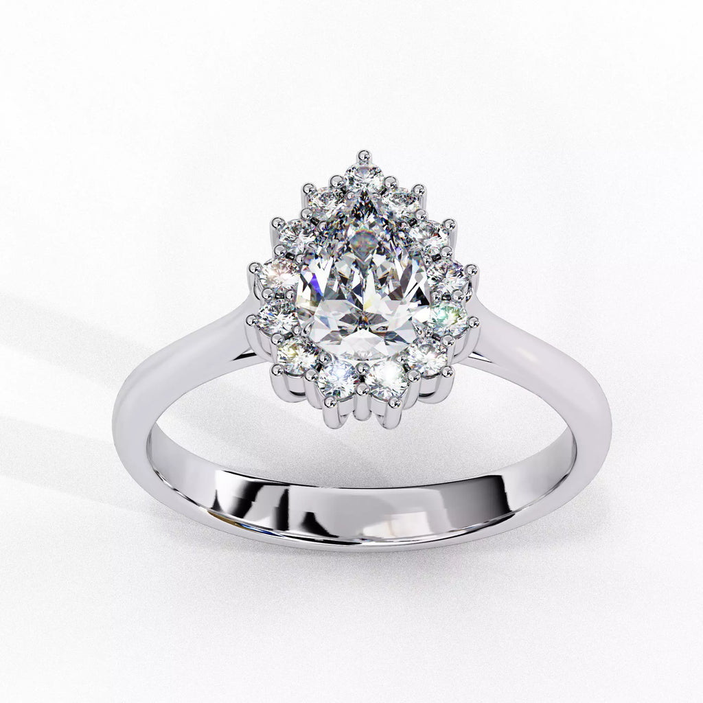 Luminara Pear Cut Halo Diamond Ring