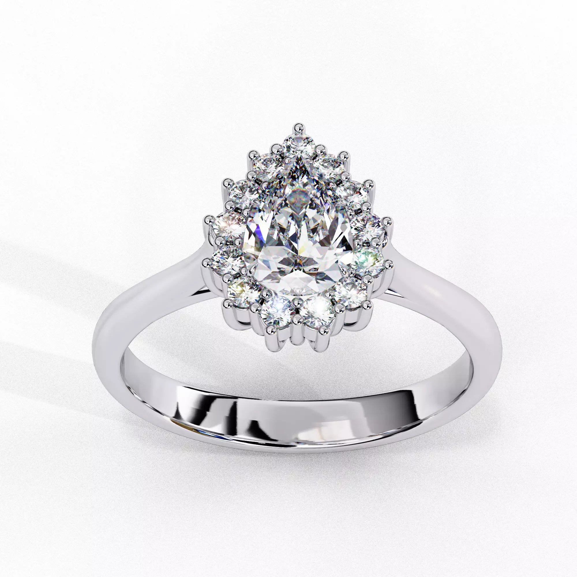 Luminara Pear Cut Halo Diamond Ring